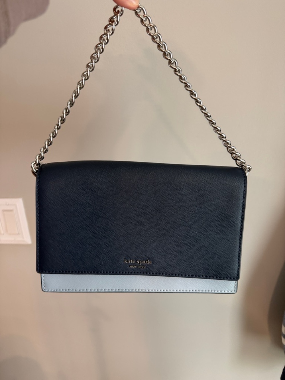 kate spade Navy and Light Blue Chain-Handle Crossbody Bag